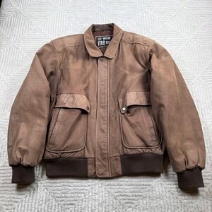 U2 Wear Me Out Bomber Jacket Men's L Brown Leather Bomber Aviator Vintage 90s